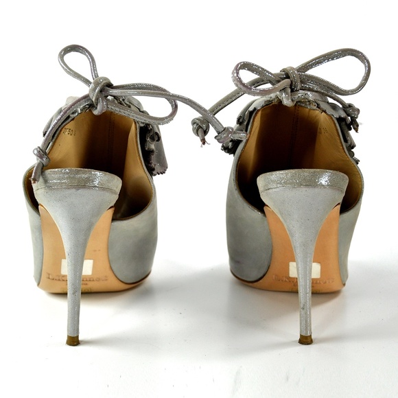 L.K.BENNETT Riley Suede Peep-Toe Booties SILVER - Picture 11 of 14